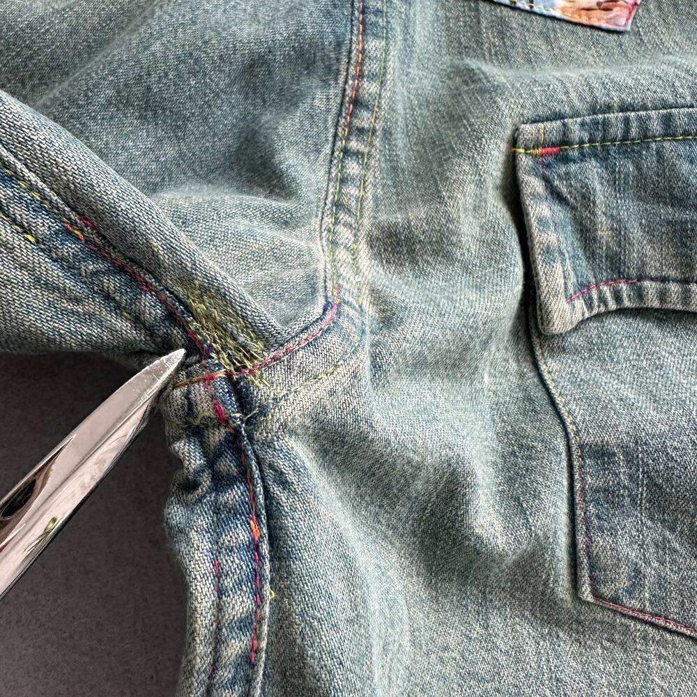 Le Superbe Surf Cowboy Pearl Button Western Shirt Sun Faded Denim Revolve Sz 8 - Picture 12 of 12